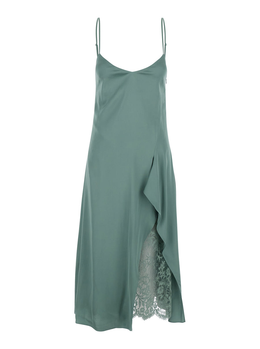 Dress Docketta Vis Soft Satin Green Silk