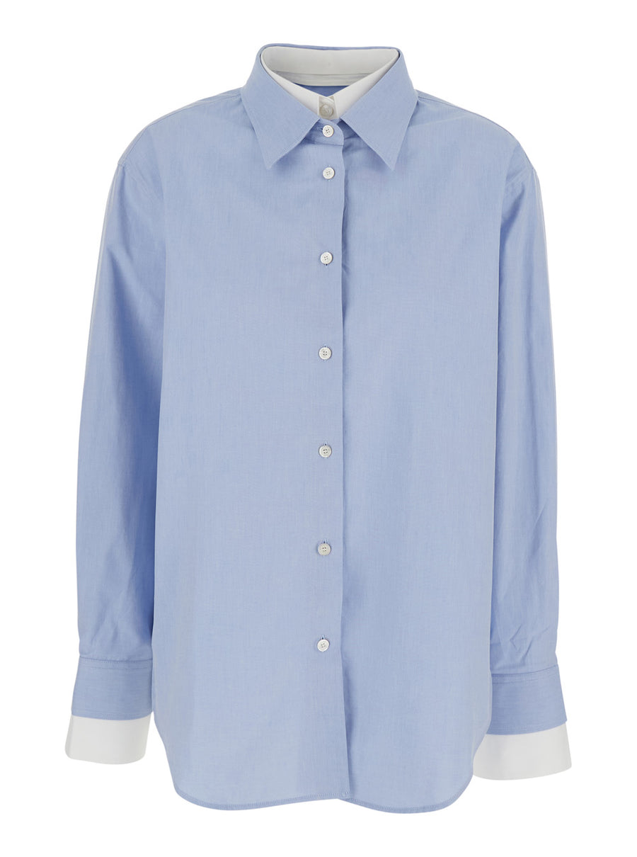 Shirt Sitara Melange Cotton Blue Organic Blouses