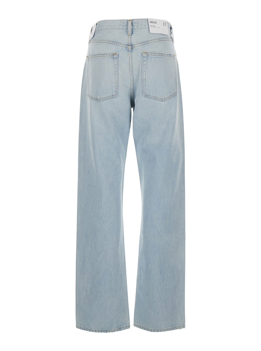 Light Blue Jeans With Logo Patch On The Back Denim For Women