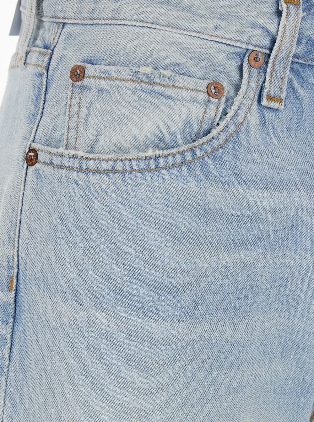 Light Blue Jeans With Logo Patch On The Back Denim For Women