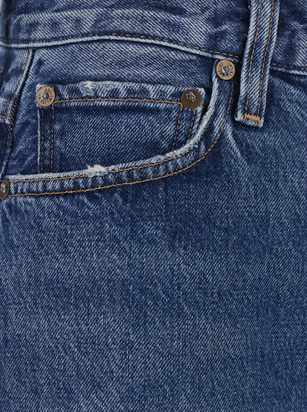 Wide Five-Pocket Jeans With Bleach Effect Blue Denim Blu