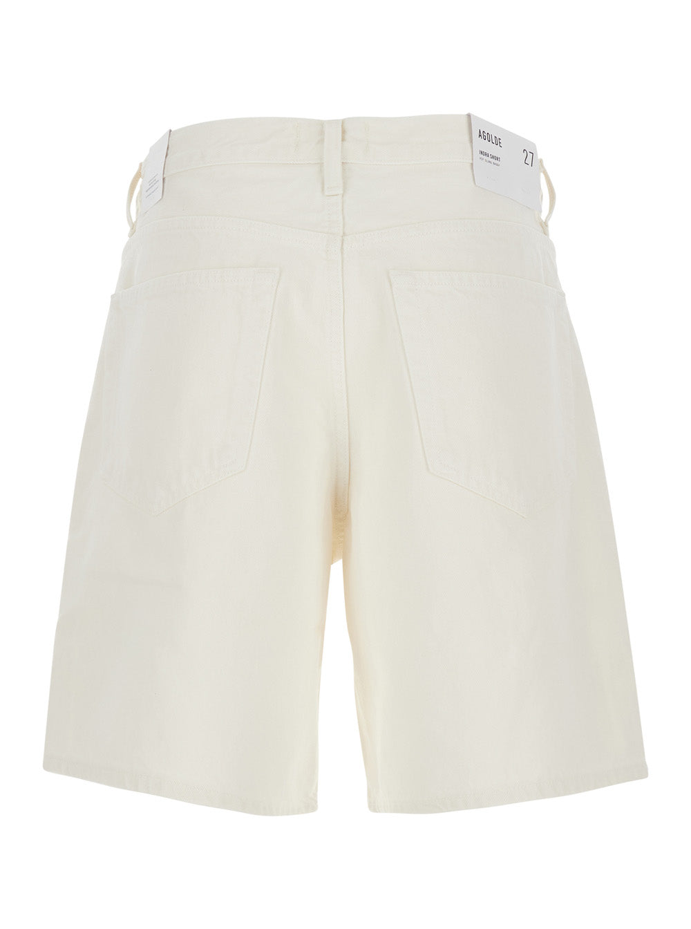 White Shorts With Frayed Hem And Front Pockets. They Feature A Zip Button Closure. Five-Pocket Design. Made Of Cotton. Womens. Bermuda
