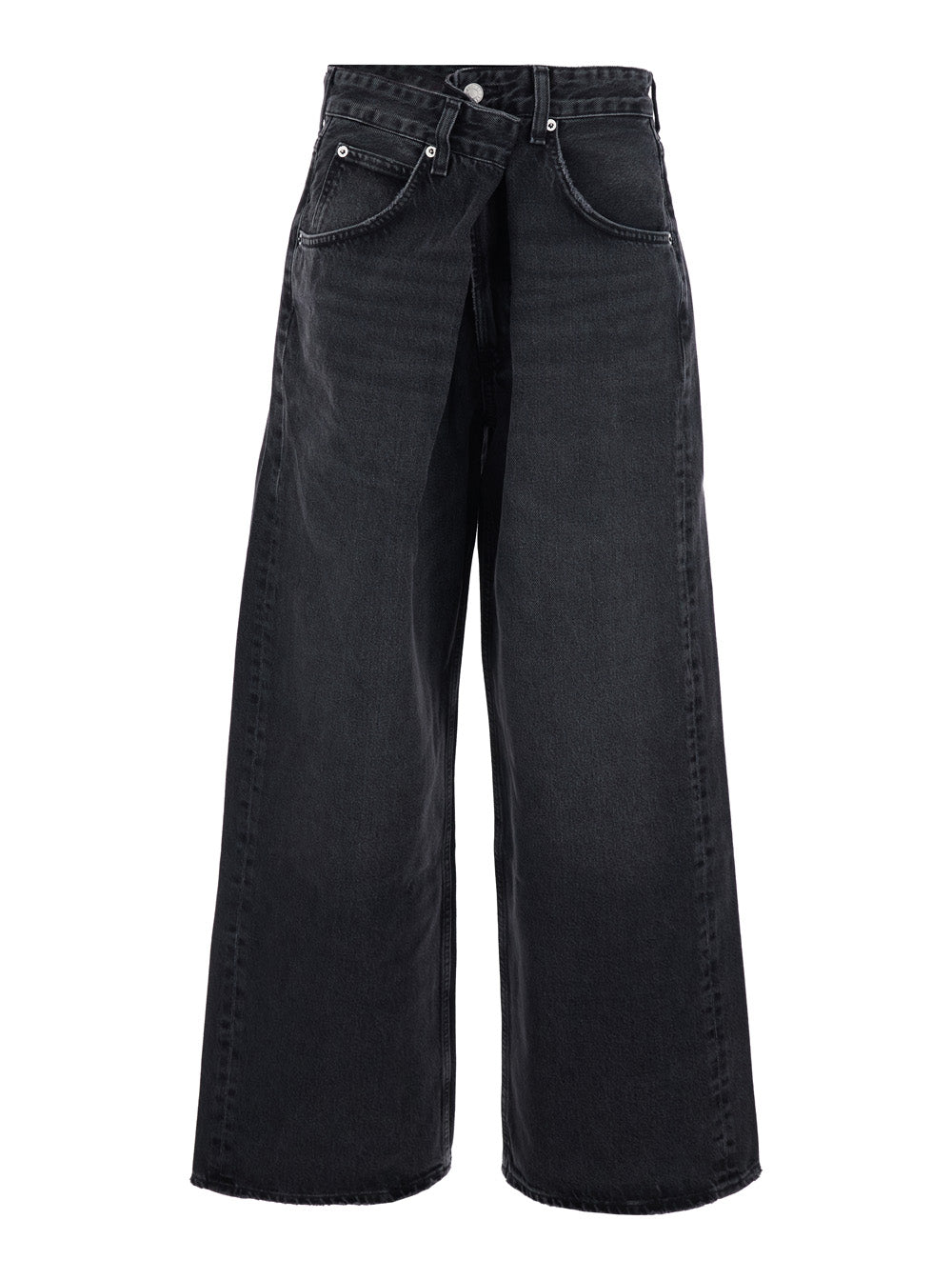 Jeans Vana with Low Crotch and Book Closure in Black Denim for Women Regenerative Cotton