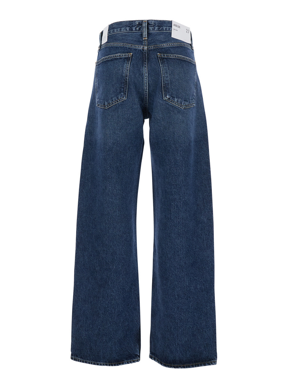 Womens Blue Denim Arc Jeans with Logo Patch on the Back and Wide Leg Blu Regenerative Cotton