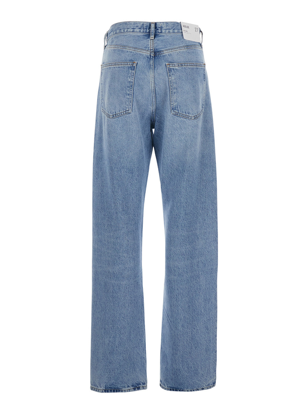 Blue Jeans With Bleached Effect, Five-Pocket Design, Denim Cotton, Men Blu