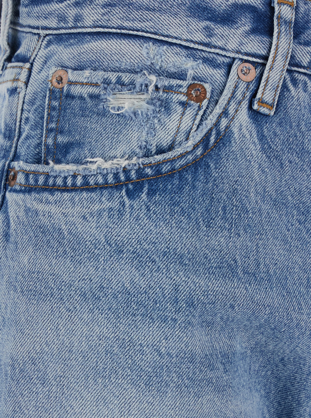 Blue Jeans With Bleached Effect, Five-Pocket Design, Denim Cotton, Men Blu