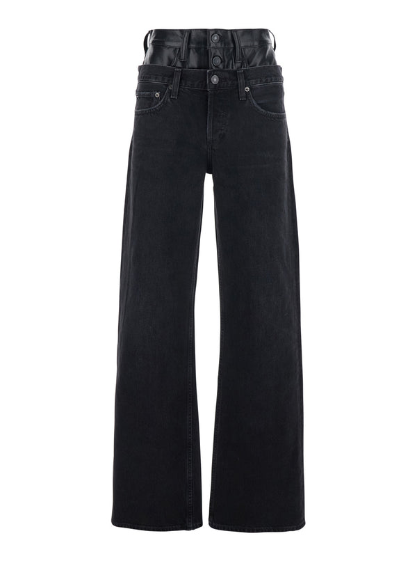 Jeans Elson Double Waist Black Denim Regenerative Cotton