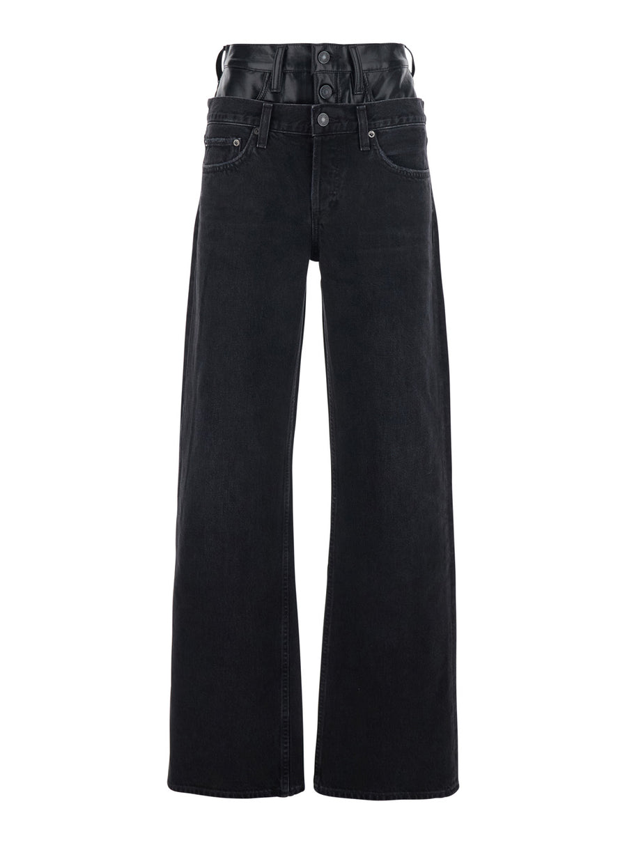 Jeans Elson Double Waist Black Denim Regenerative Cotton