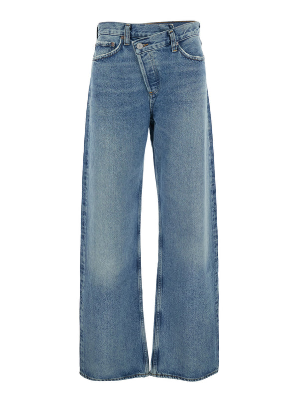 Jeans Asymmetrical Wide-Leg Blue Denim Regenerative Cotton