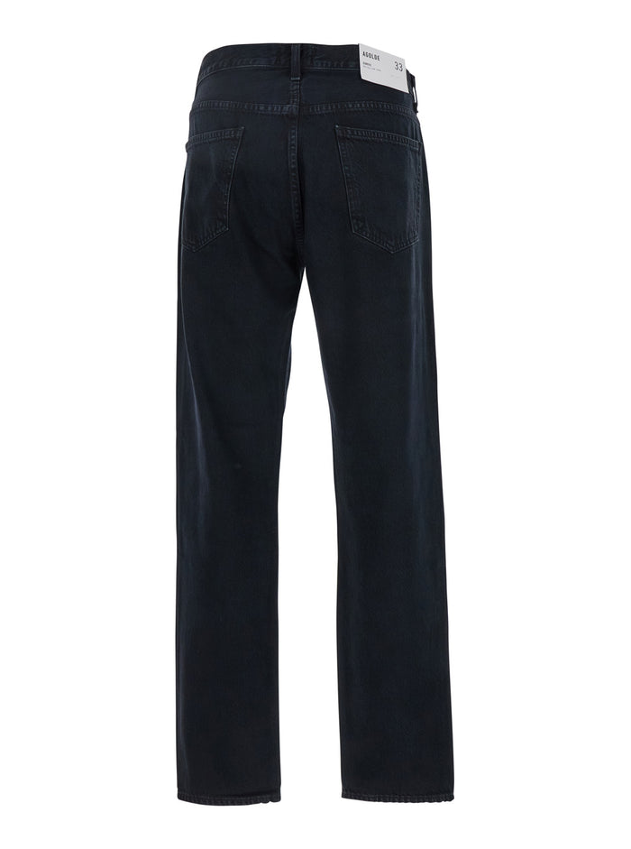 Jeans Curtise with Logo Patch on the Back in Black Denim for Men Regenerative Cotton