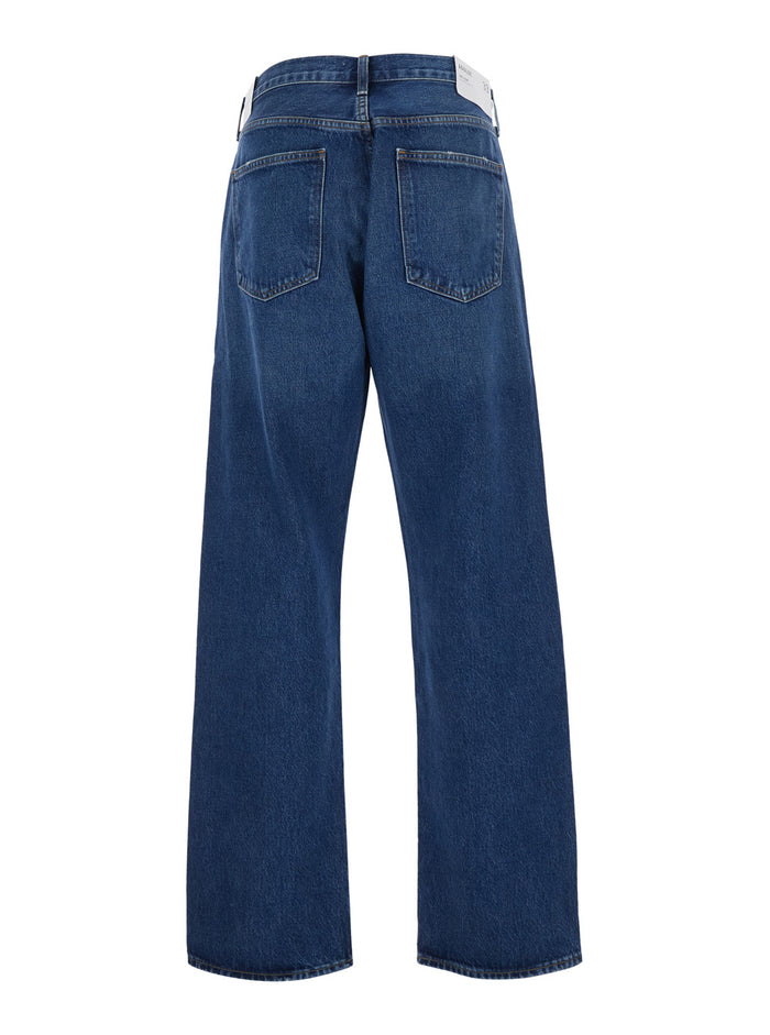 Mens 90s Jeans with Five-Pocket Design in Blue Denim Blu Regenerative Cotton
