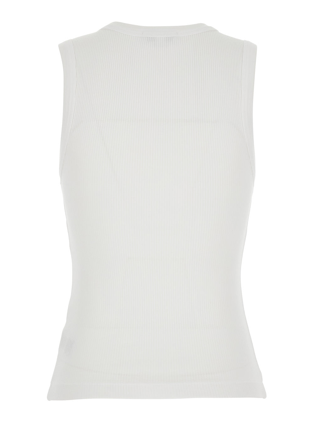 Top Poppy Sleeveless with U-Neck in White Cotton for Women Organic Tencel Spandex Tops
