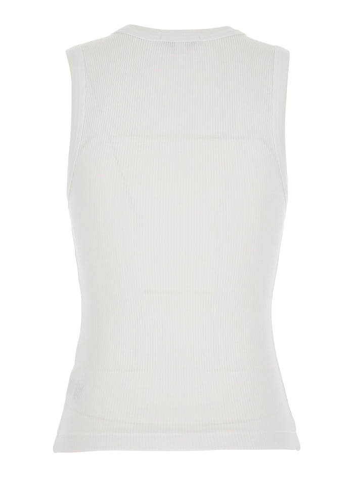 Top Poppy Sleeveless with U-Neck in White Cotton for Women Organic Tencel Spandex Tops