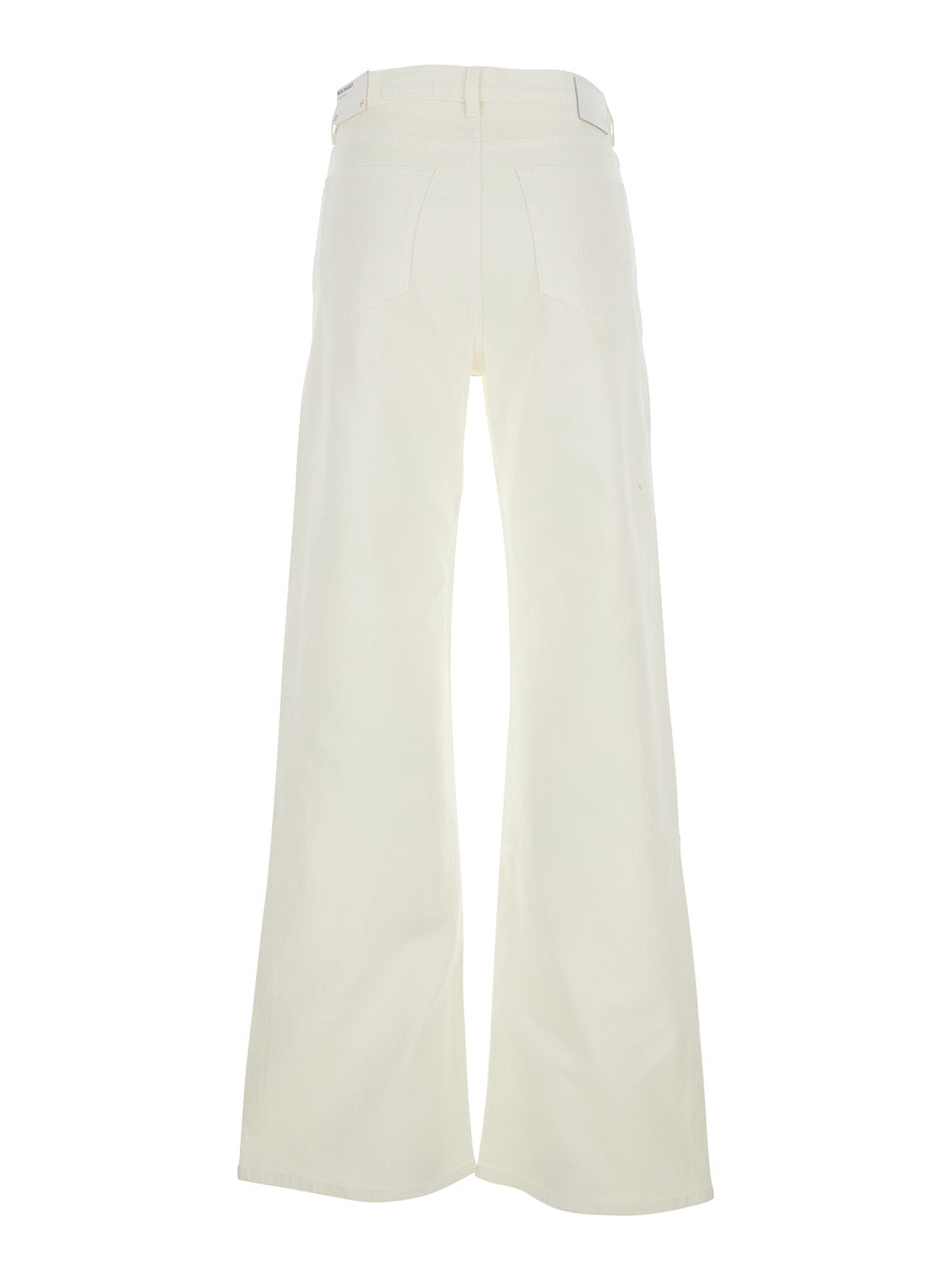 White Jeans With Belt Loops And Logo Patch On The Rear Denim Woman