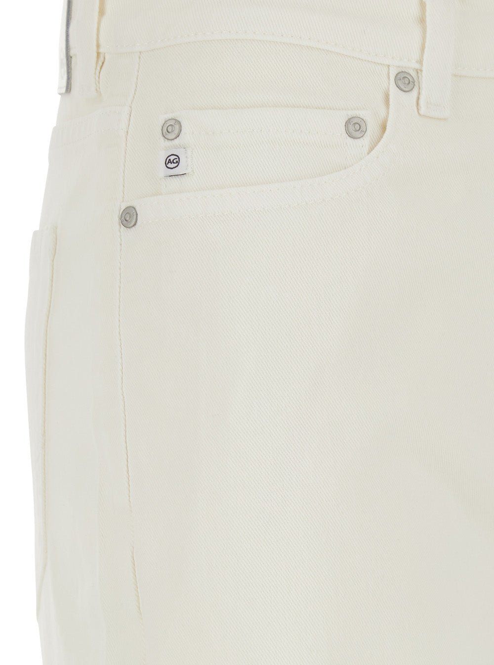 White Jeans With Belt Loops And Logo Patch On The Rear Denim Woman