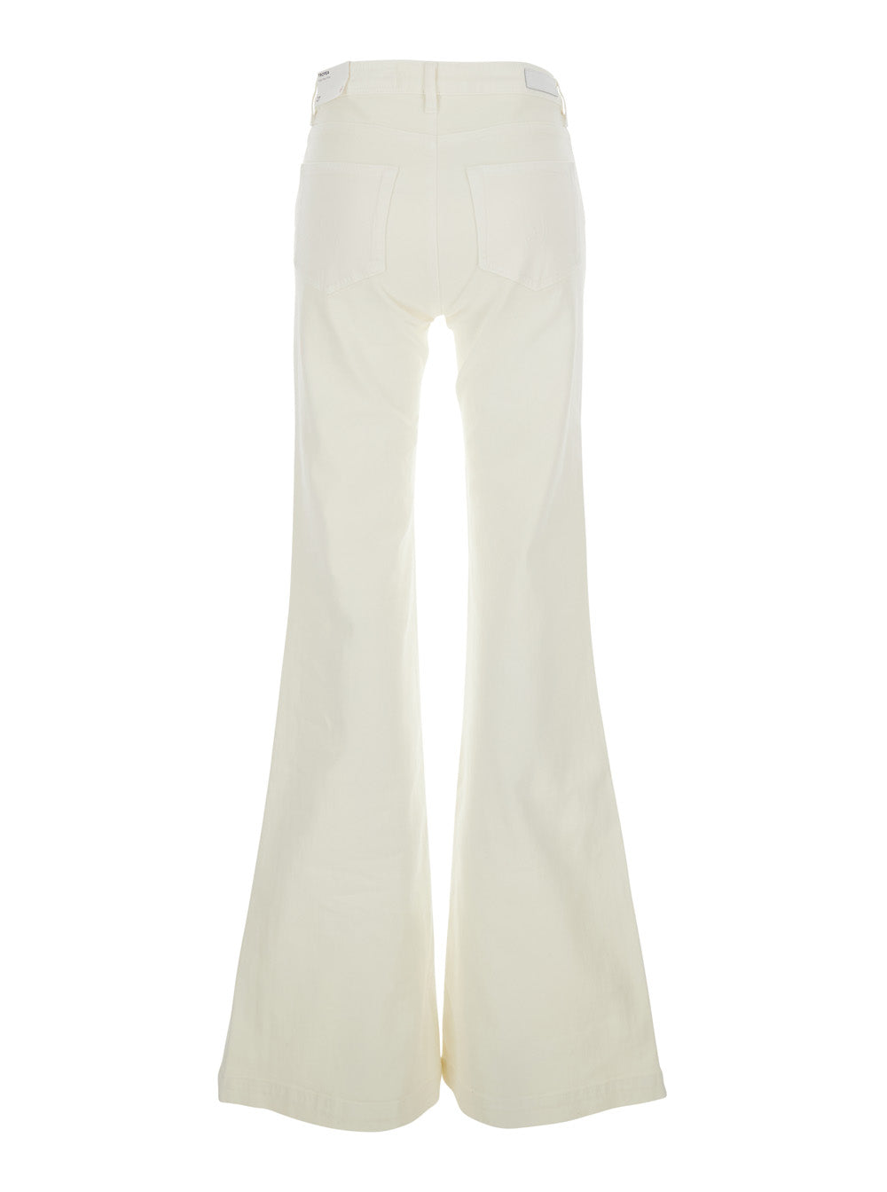 White Jeans With Back Logo Patch Cotton Woman