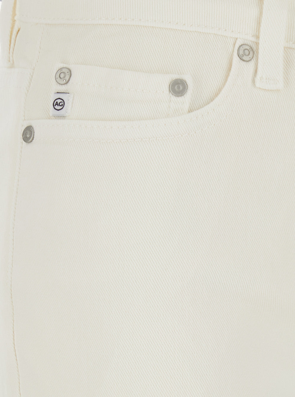 White Jeans With Back Logo Patch Cotton Woman