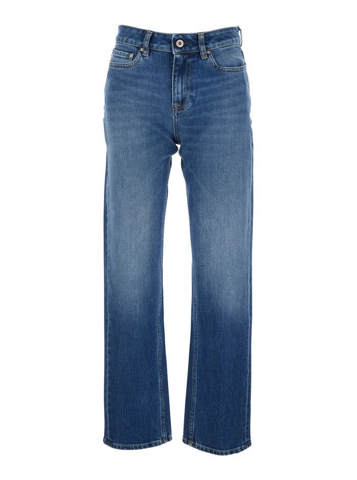 Blue Jeans with Five-Pocket Design for Women Blu Cotton Elastane
