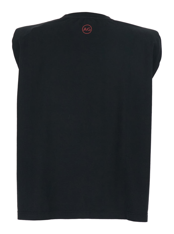 Black Cotton Logo Back Top for Women Tshirts And Polo Shirts