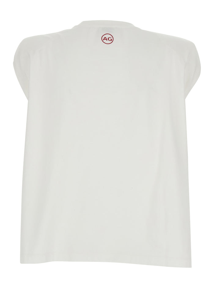 White Cotton Logo Back Top for Women Tshirts And Polo Shirts