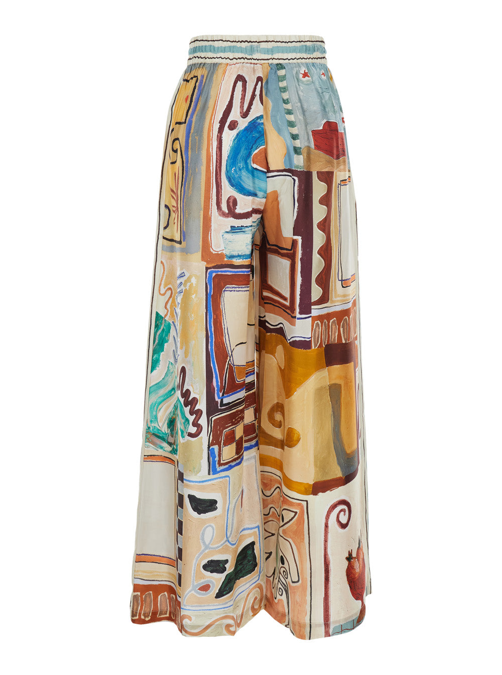 Michelle Dress with Drawstring Waist and All-Over Geometric Motif in Multicolor Silk for Women Trousers