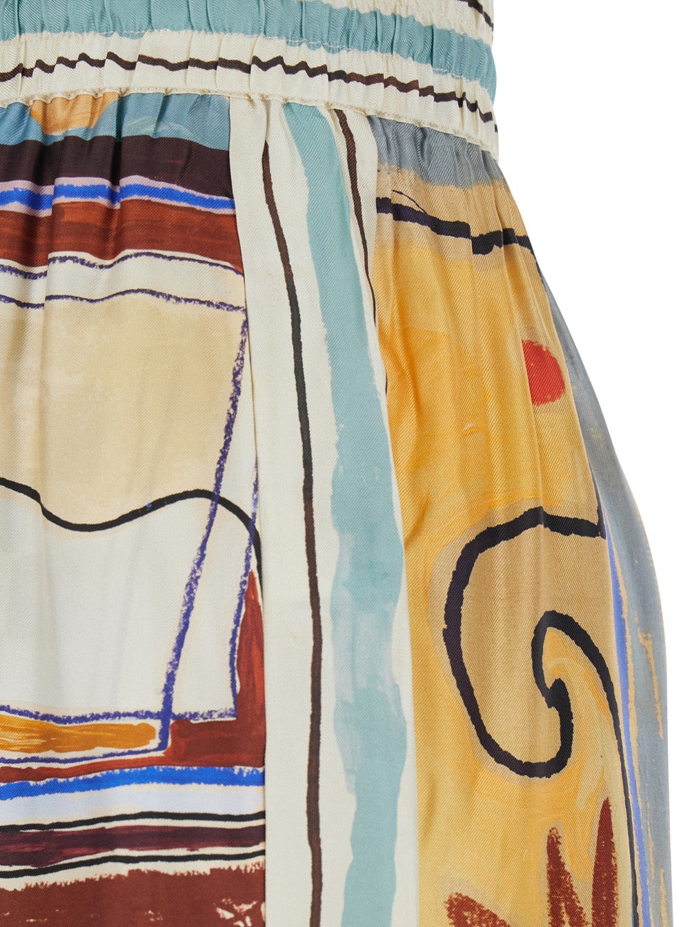 Michelle Dress with Drawstring Waist and All-Over Geometric Motif in Multicolor Silk for Women Trousers