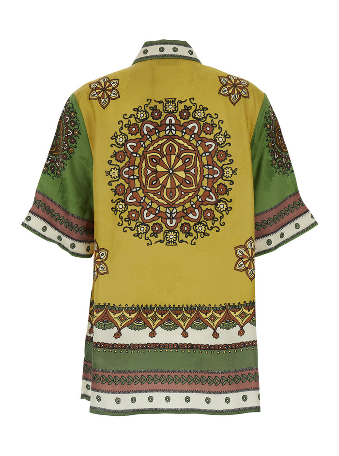 Shirt Contina with Classic Collar and All-Over Geometric Print in Multicolor Viscose for Women Blouses