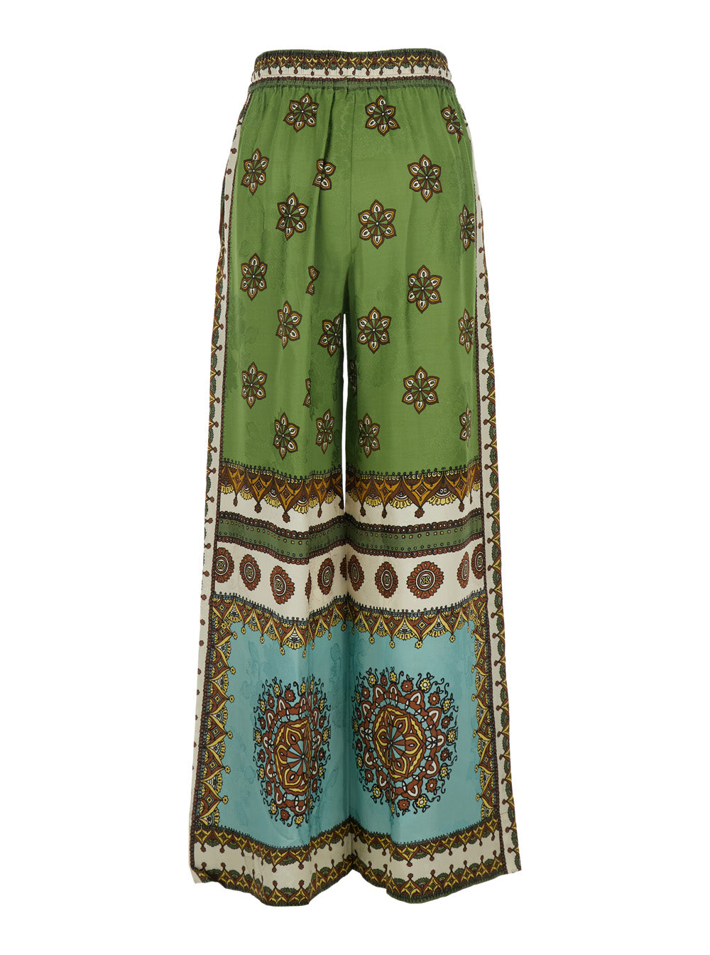 Contina Multicolor Pants with Elastic Drawstring Waist and All-Over Print in Viscose Woman Trousers