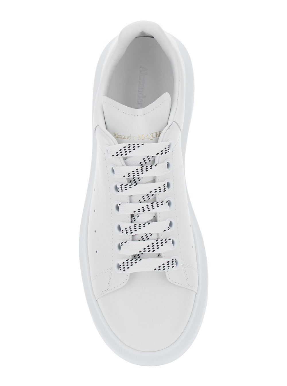 White Low Top Sneakers with Logo Lettering on Tongue and Heel in Leather Man Calf