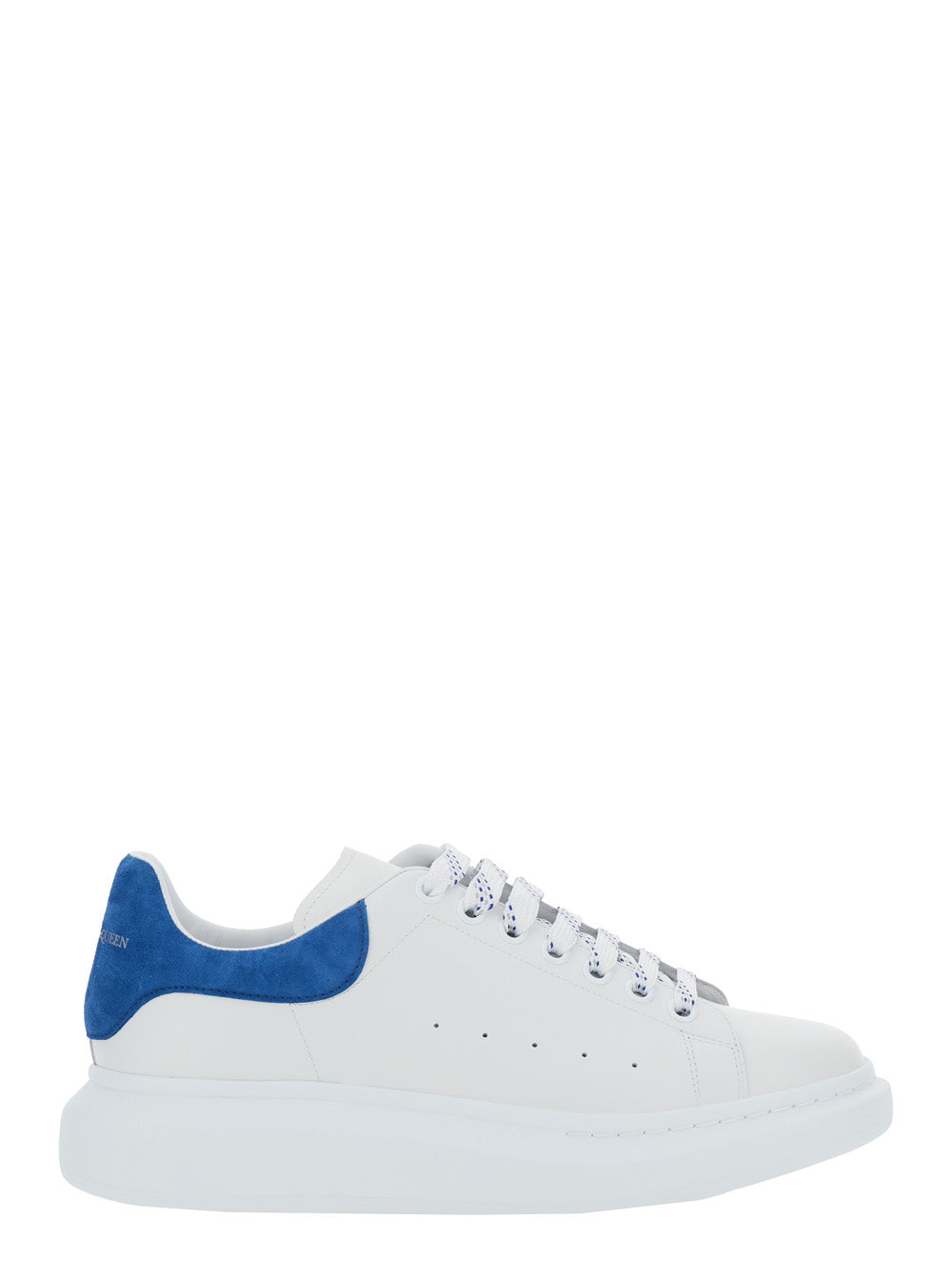 White Low Top Sneakers with Logo Lettering on Tongue and Heel in Leather Man Calf
