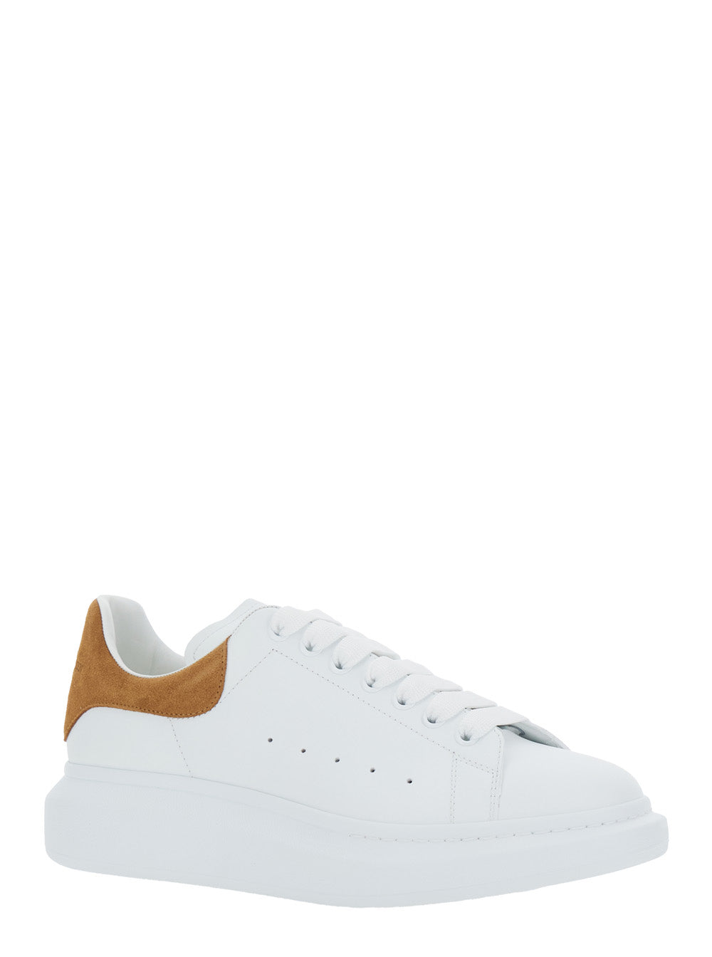 White Low Top Sneakers with Logo Lettering on Tongue and Heel in Leather Man Calf