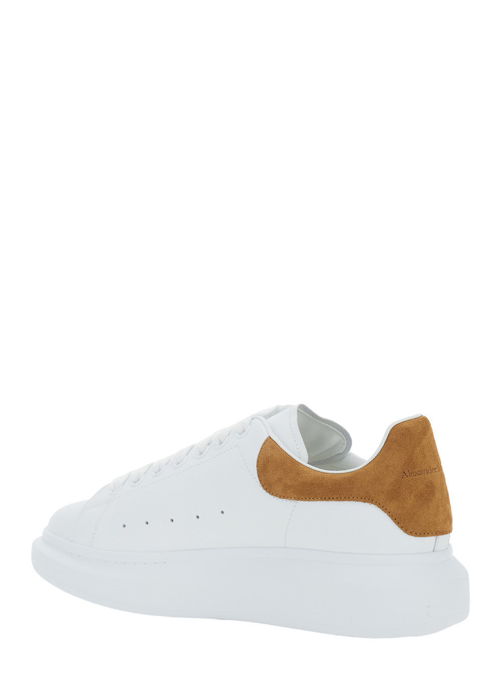 White Low Top Sneakers with Logo Lettering on Tongue and Heel in Leather Man Calf