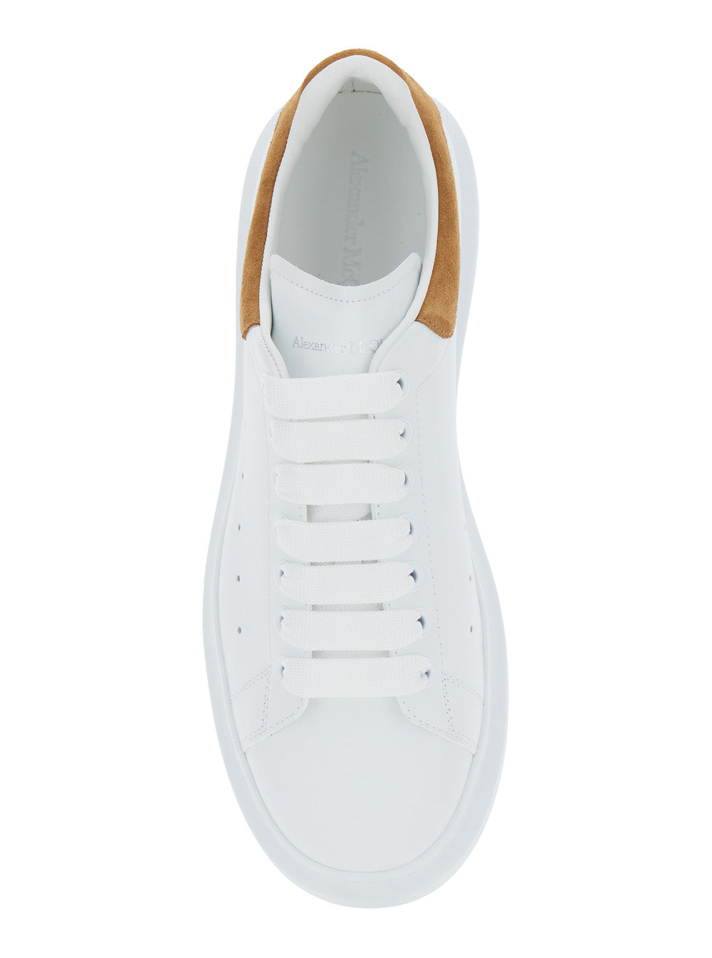 White Low Top Sneakers with Logo Lettering on Tongue and Heel in Leather Man Calf