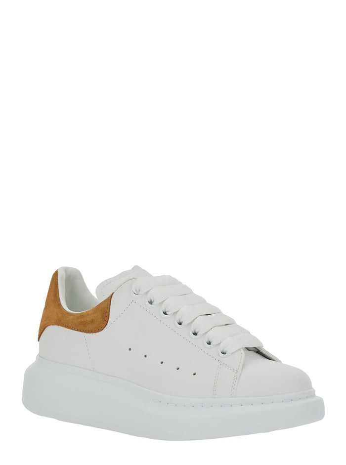 White Low Top Sneaker Alexander McQueen with Logo Lettering on the Heel in Leather for Women Calf