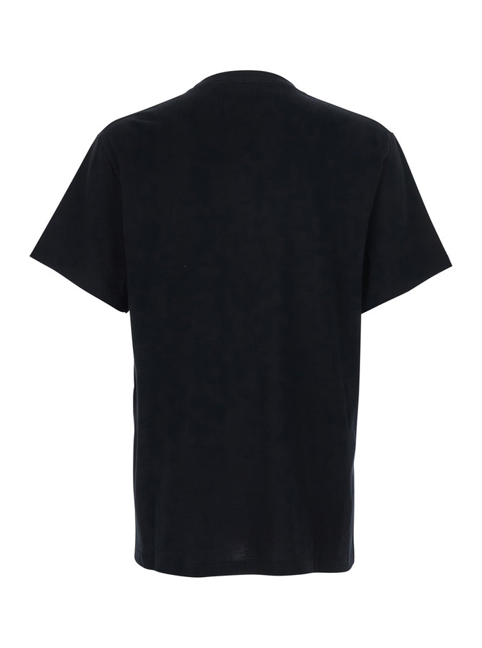 Mens Black Cotton Crew Neck T-Shirt with Front Print Tshirts And Polo Shirts