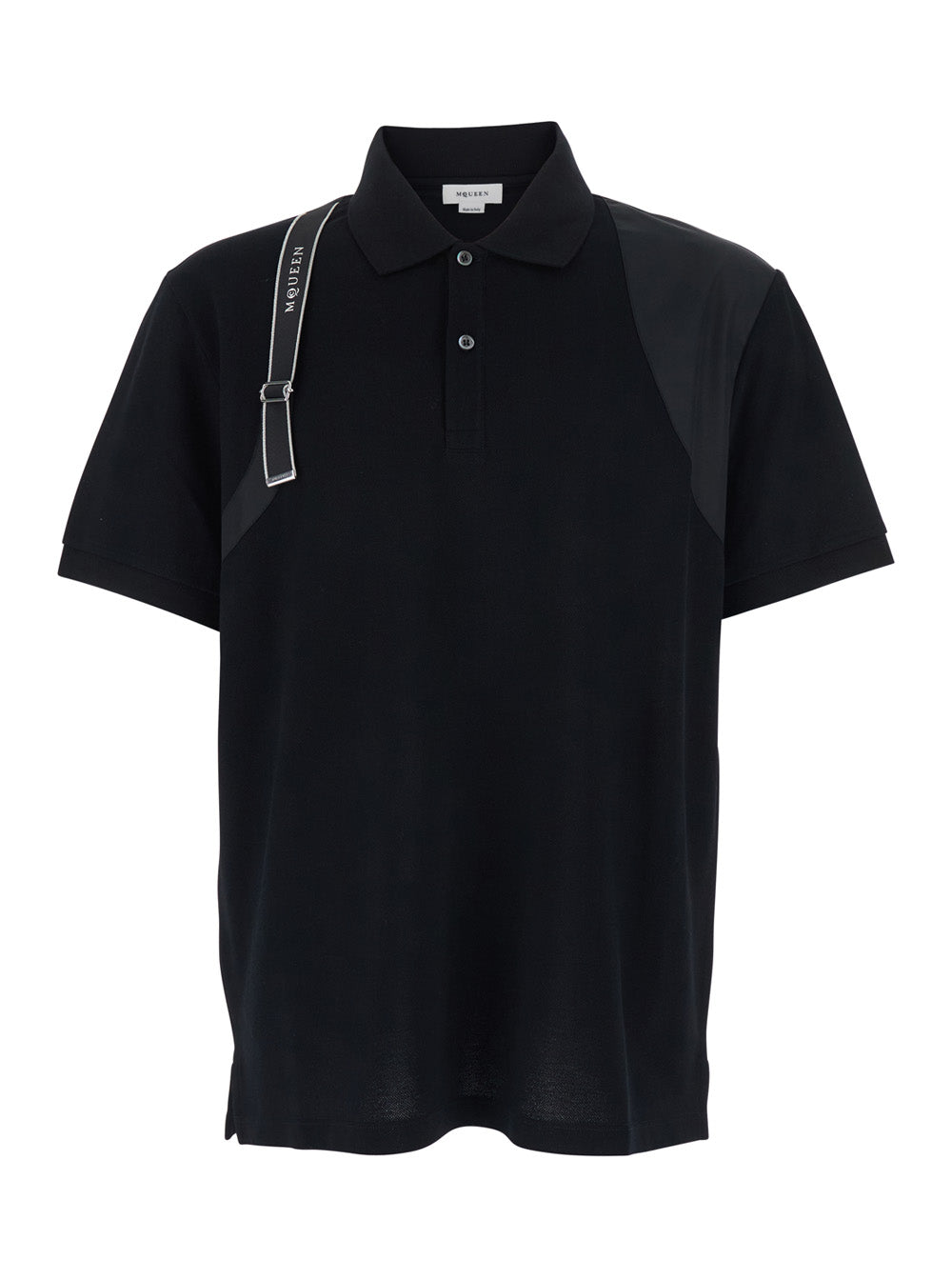 Harness Black Polo with Classic Collar and Logo Detail in Man Cotton Tshirts Shirts