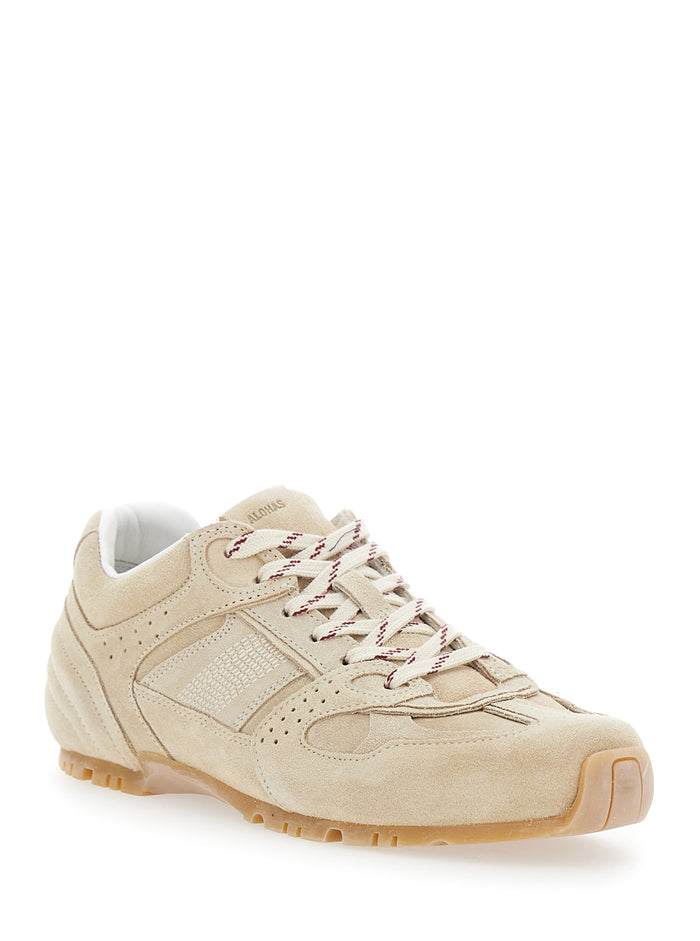 Sneaker Tb.56 Low Top with Logo Lettering on the Tongue and Perforated Details in Beige Suede for Women Cow Leather
