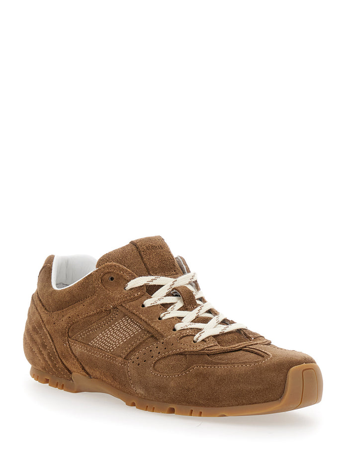 Sneaker Tb.56 Low Top with Logo Lettering on the Tongue and Perforated Details in Brown Suede for Women Cow Leather