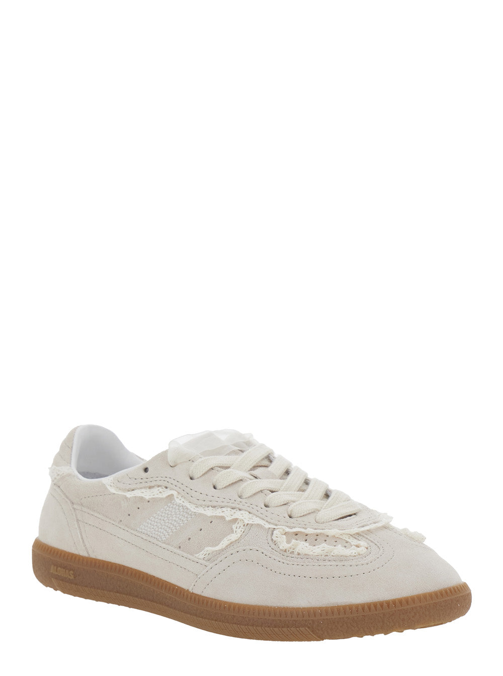 Tb.490 White Low Top Sneakers with Embossed Logo on the Side and Perforated Details in Leather Woman Cow