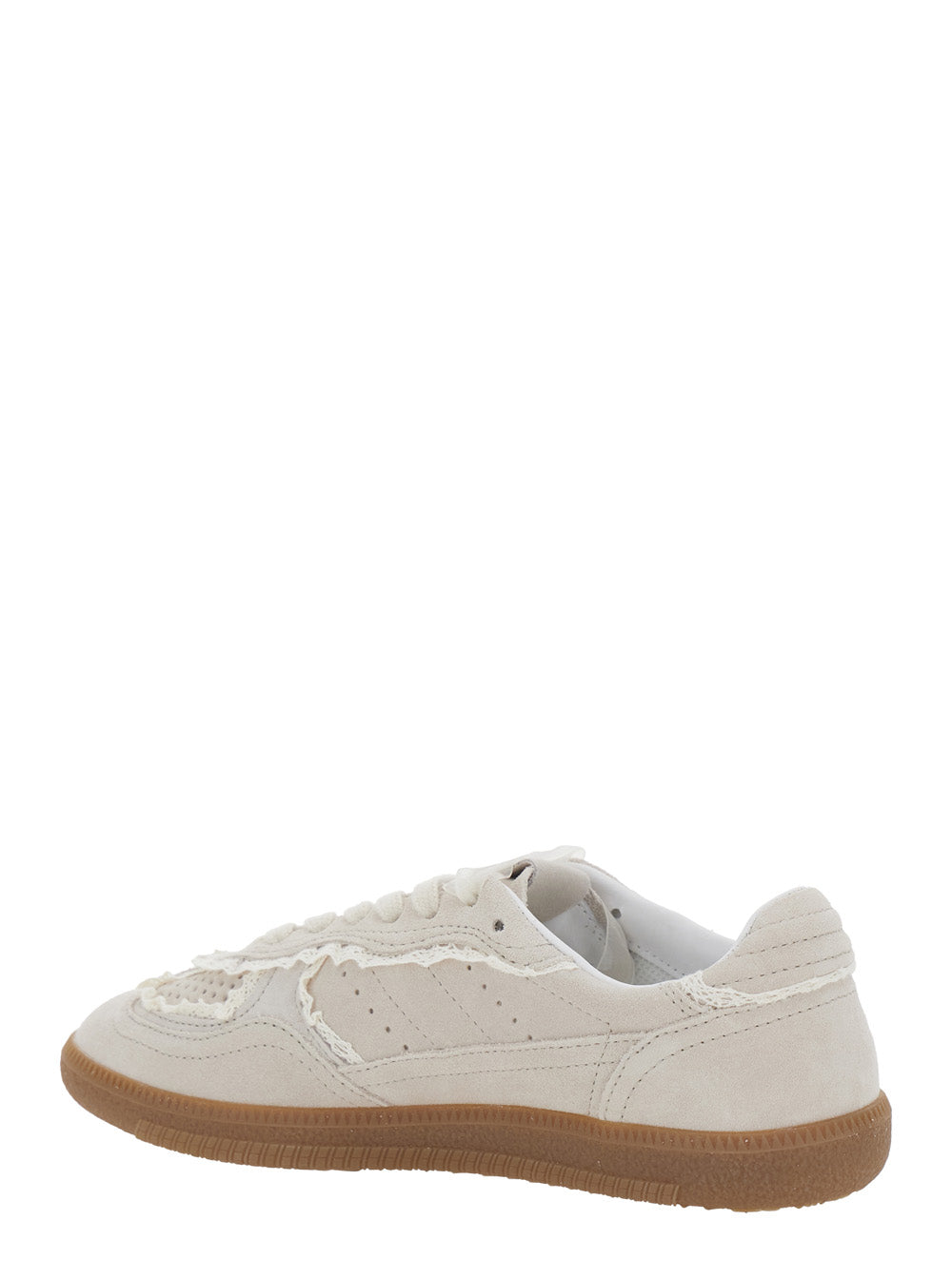 Tb.490 White Low Top Sneakers with Embossed Logo on the Side and Perforated Details in Leather Woman Cow