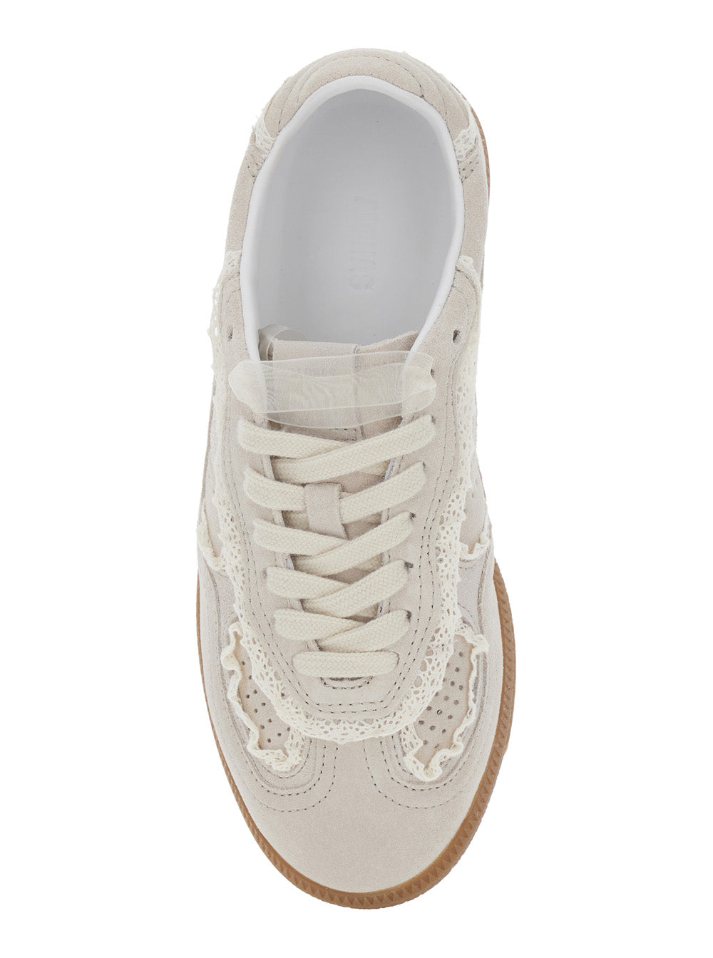 Tb.490 White Low Top Sneakers with Embossed Logo on the Side and Perforated Details in Leather Woman Cow