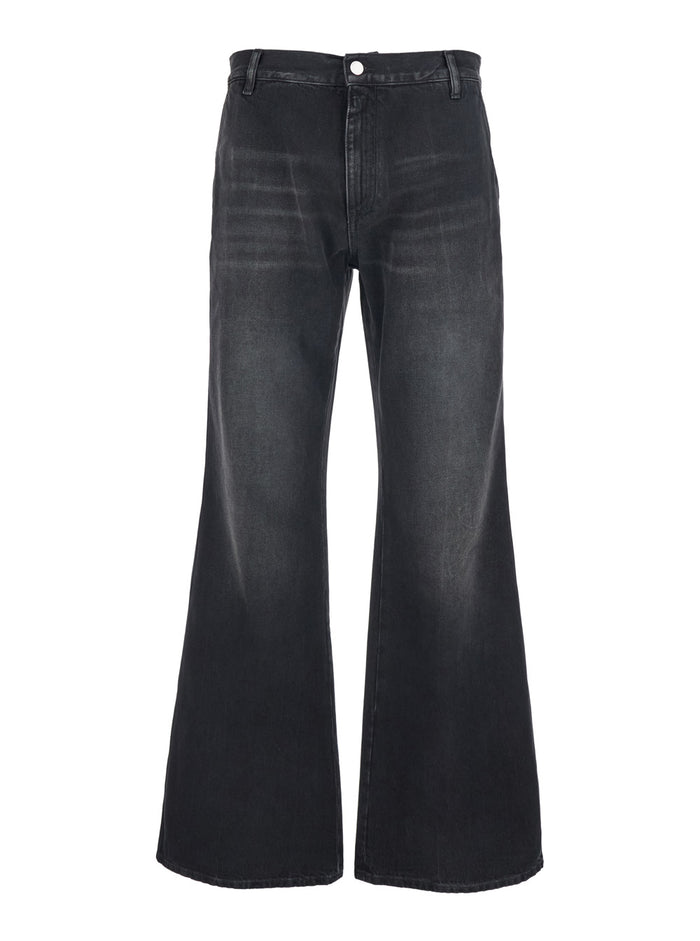 Jeans with Logo Patch Applied on the Back - Boot Cut Model Cotton Black Men