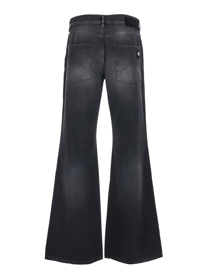 Jeans with Logo Patch Applied on the Back - Boot Cut Model Cotton Black Men