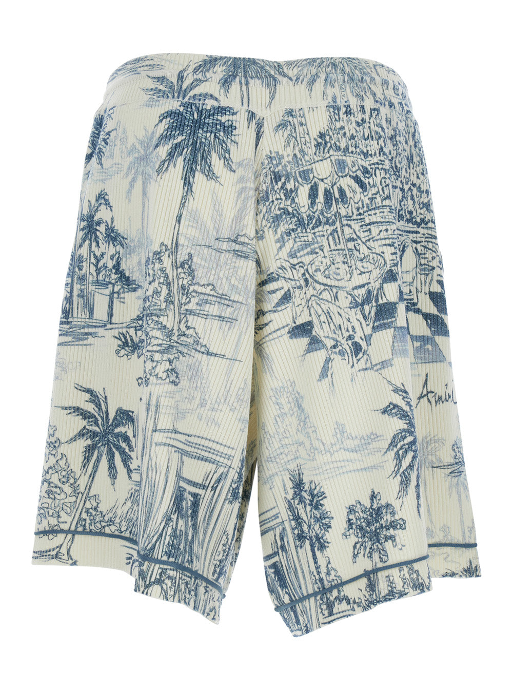 Multicolor Bermuda with all-over print and drawstring in linen for Men Shorts