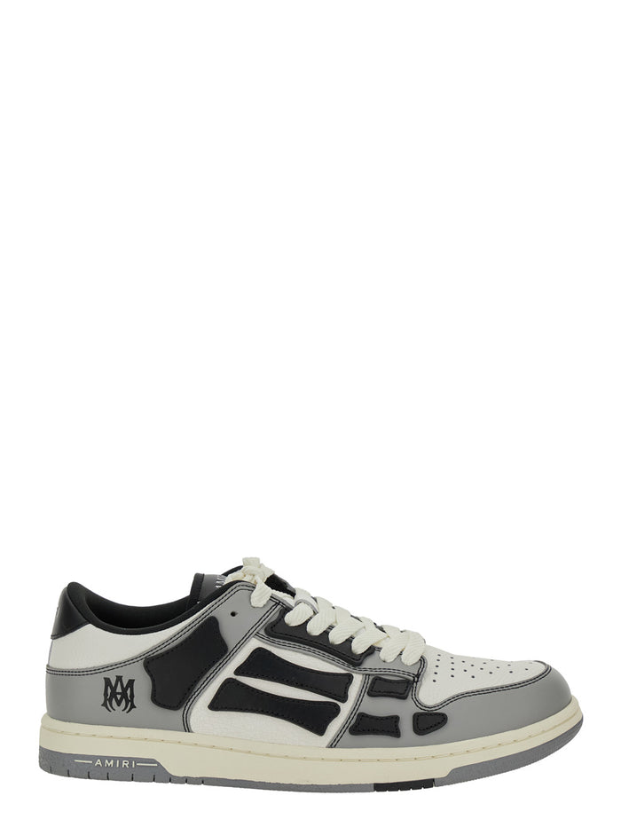 Skel Top Low Grey Sneakers with Logo Patch on the Tongue and Contrasting Details Side in Leather for Men Cow