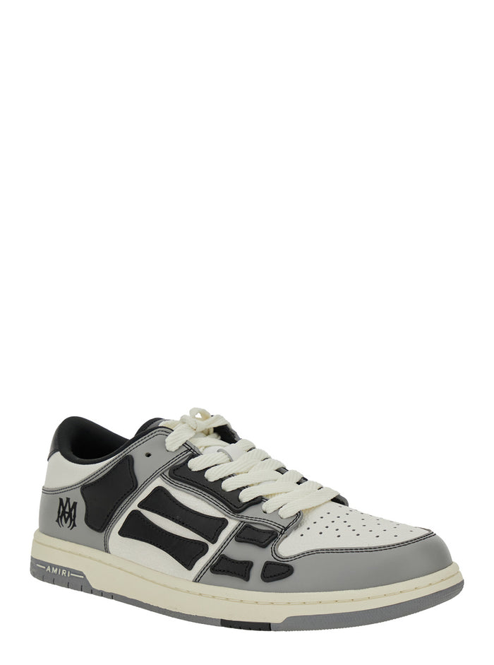 Skel Top Low Grey Sneakers with Logo Patch on the Tongue and Contrasting Details Side in Leather for Men Cow