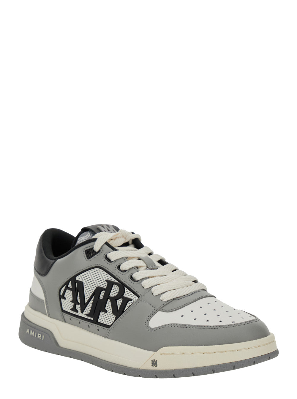 Classic Low Gray Sneakers With Maxi Logo On The Side And Patch Tongue Leather For Men Grey Cow