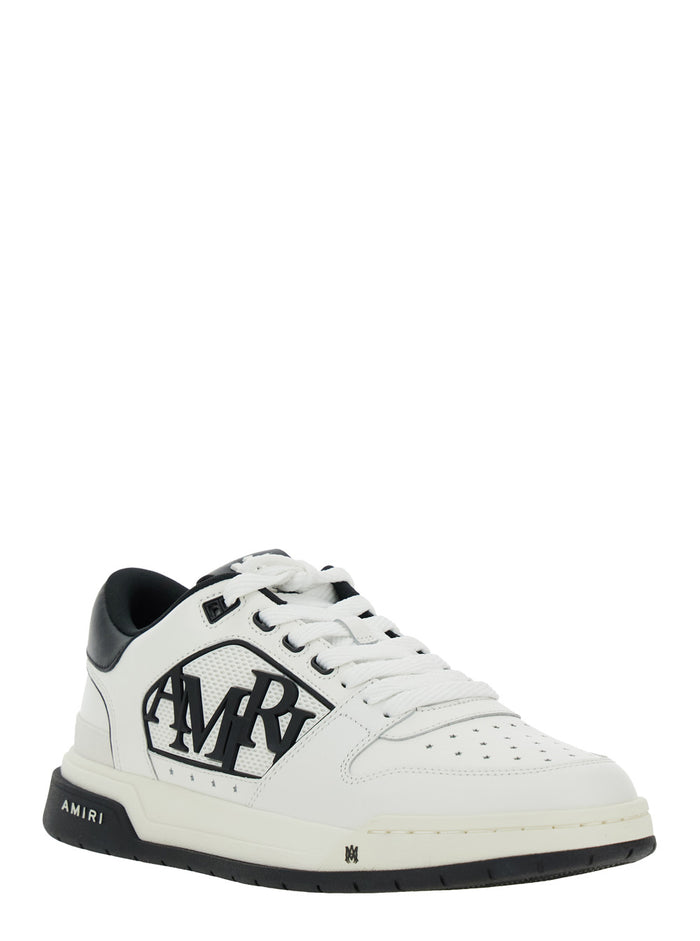 White Low Top Sneakers with Logo Patch on the Side and Contrasting Heel Leather Lettering for Men White/black Cow