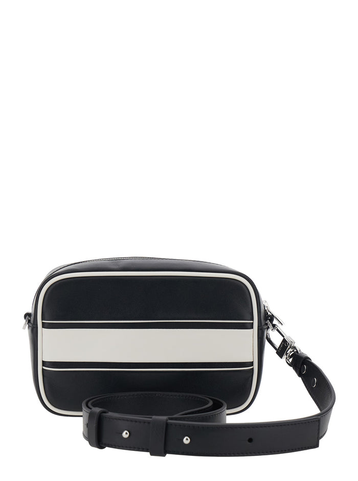 Amiri Leather Crossbody Bag With Logo Lettering On The Front For Men Black Cow