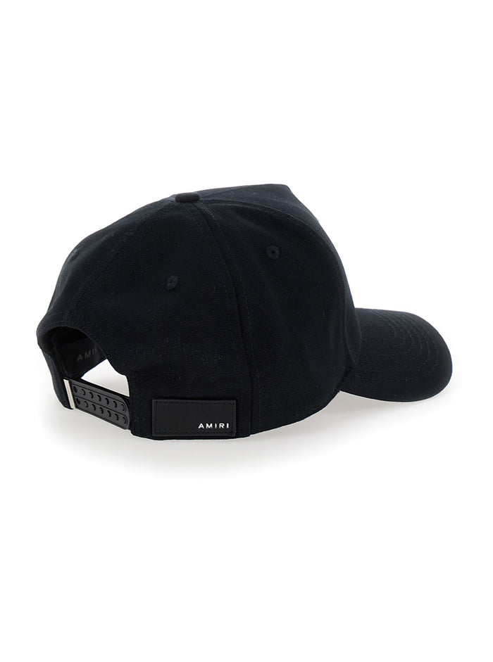 Amiri Black Baseball Cap With Cotton Logo For Men Hats And Gloves